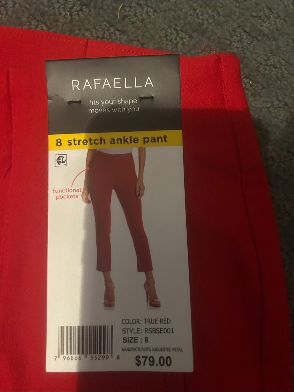 Rafaella Vibrant Red Pull-On Straight Pants - Picture 3 of 5